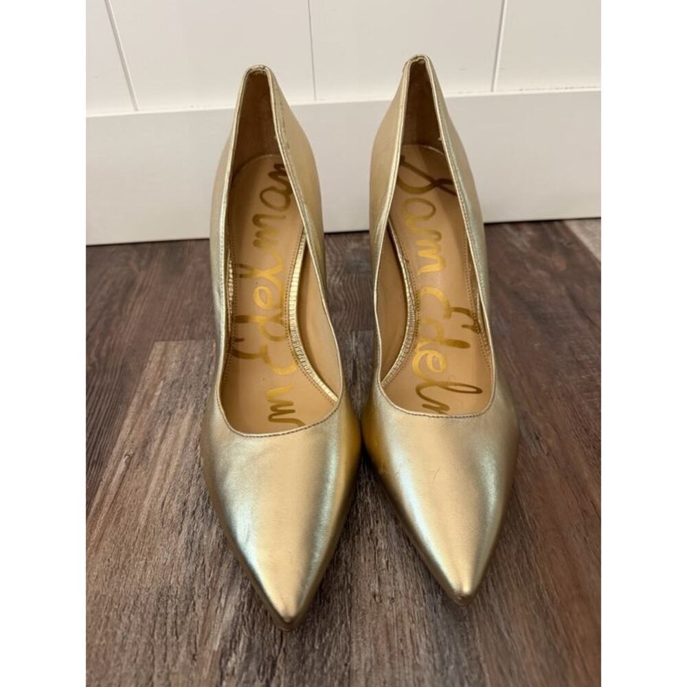 Sam Edelman Women’s Gold Metallic Stiletto Pointed Toe Dress Pumps sz 11 EUC - Picture 5 of 10
